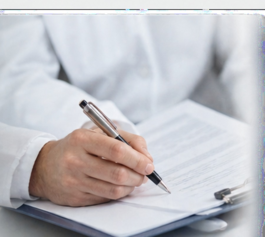 Medical professional reviewing records